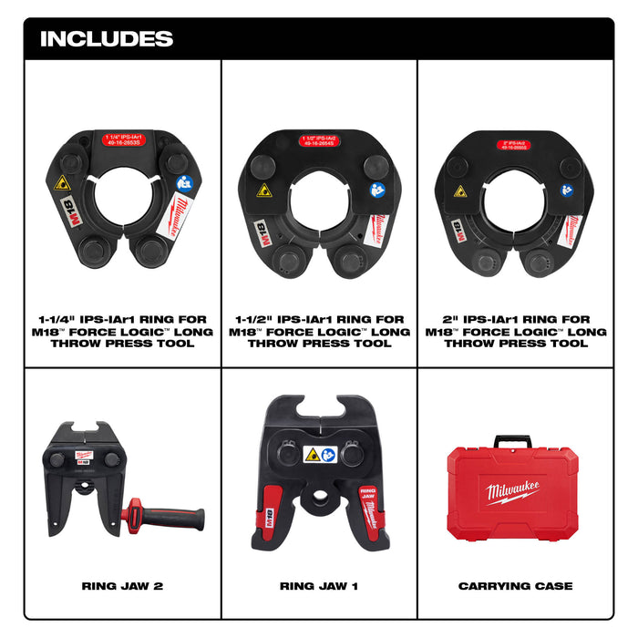 MILWAUKEE 1-1/4"-2" IPS-IA Press Ring Kit For M18™ FORCE LOGIC™ Long Throw Press Tool