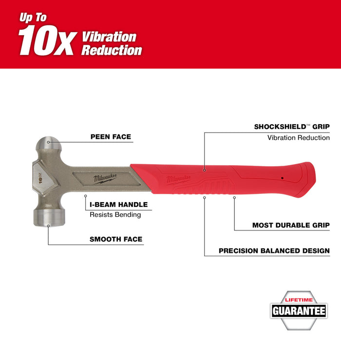 MILWAUKEE 16 oz. Steel Ball Peen Hammer