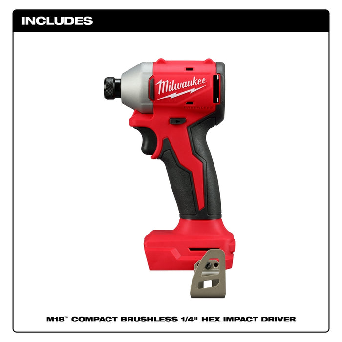 Destornillador de impacto hexagonal compacto de 1/4" MILWAUKEE M18™ (solo herramienta)