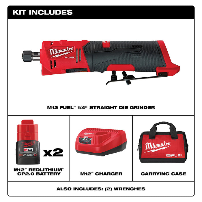 MILWAUKEE M12 FUEL™ 1/4" Straight Die Grinder Kit