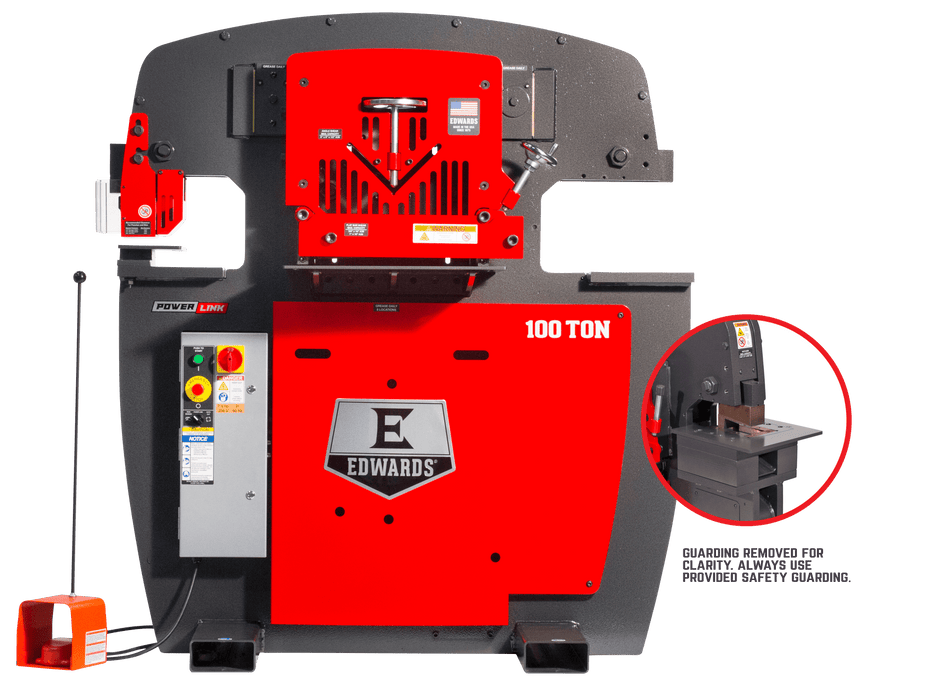 EDWARDS 100 Ton Ironworker 230V, 1PH, PowerLink, Coper Notcher & 2 LED Lights