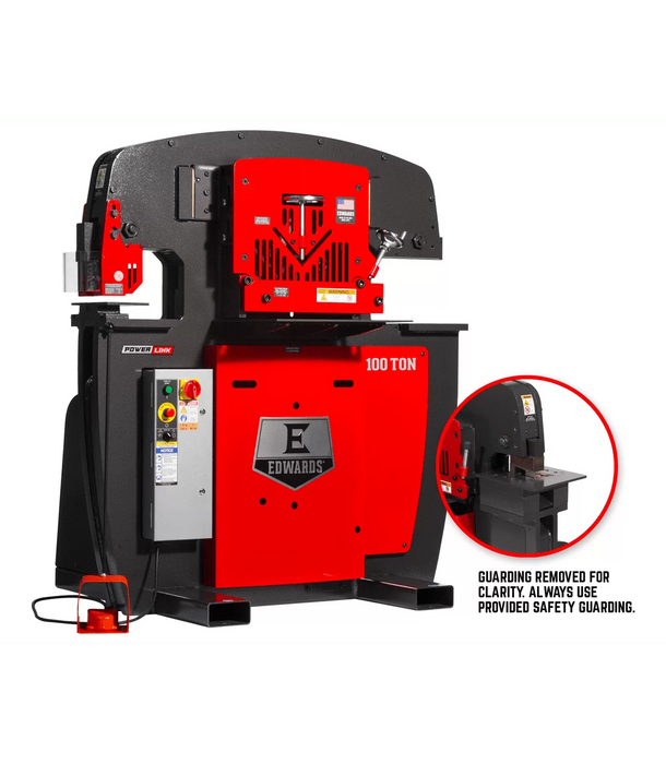 EDWARDS 100 Ton Ironworker 230V, 3PH, PowerLink, Coper Notcher & 2 LED Lights