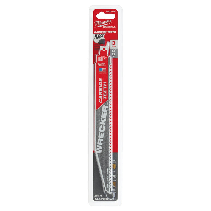 MILWAUKEE 6 TPI WRECKER™ Multi-Material SAWZALL® Blade w/ Carbide Teeth (3 PACK)