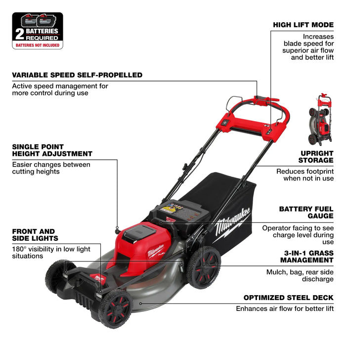 Cortacésped autopropulsado de doble batería MILWAUKEE M18 FUEL™ de 21" (solo herramienta)