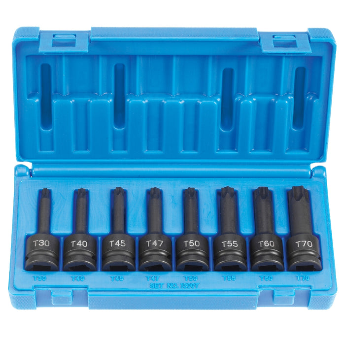 Grey Pneumatic 1/2" Drive 8 Piece Internal Star Impact Driver Set