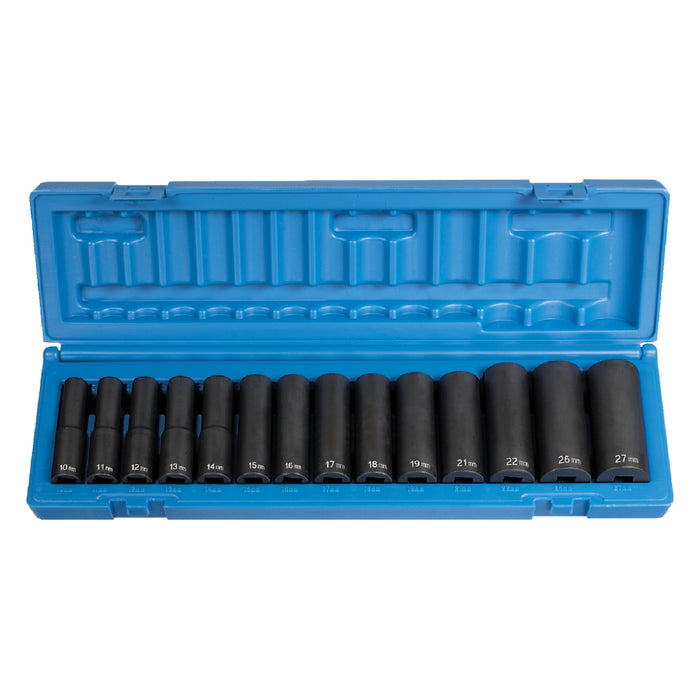 Grey Pneumatic 1/2" Drive 14 Piece Deep Metric Impact Set