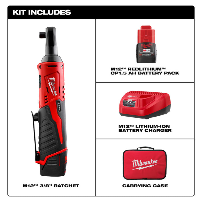 Kit de trinquete MILWAUKEE M12™ de 3/8"