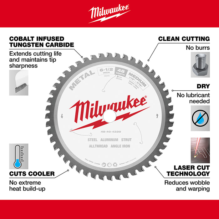 MILWAUKEE 6-1/2" 48T Circular Saw Metal Cutting Blade