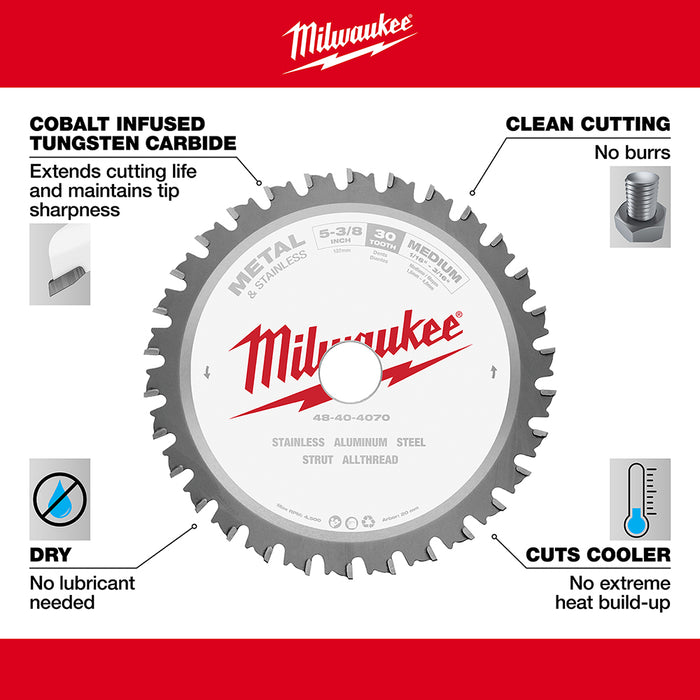 MILWAUKEE 5-3/8" 30T Circular Saw Metal Cutting Blade