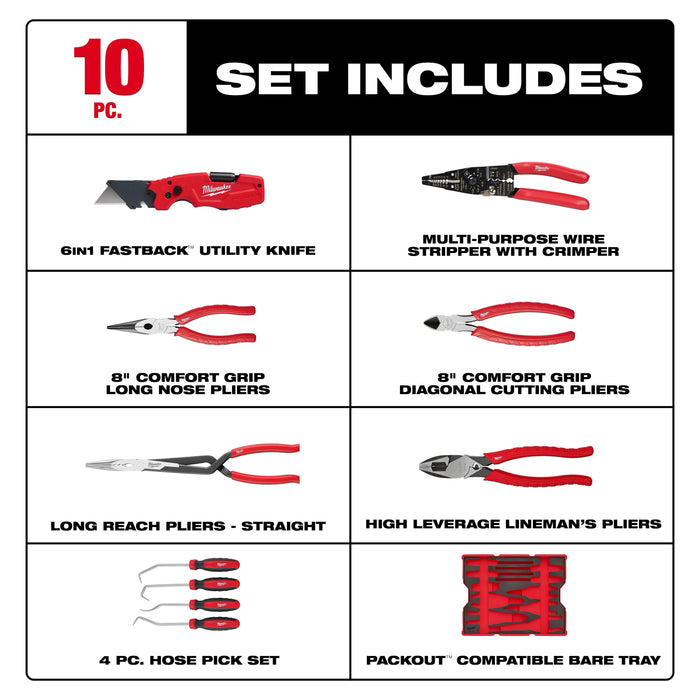 Milwaukee 10pc. Pliers & Pick Set with Tray for PACKOUT™ Drawers 48-22-0159