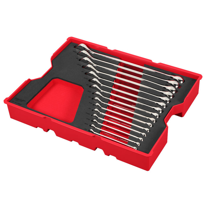 Milwaukee 15pc. Metric Ratcheting Combination Wrench Set with Tray for PACKOUT™ Drawers 48-22-0155