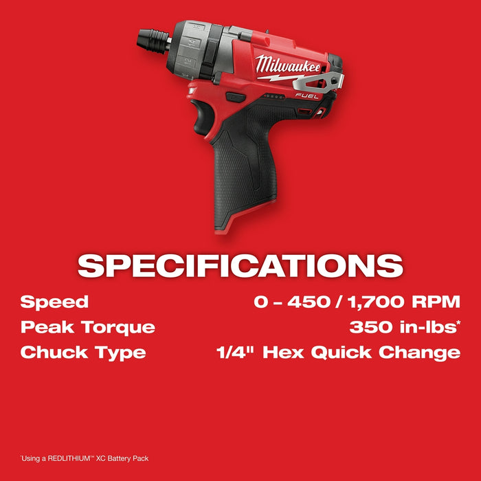 MILWAUKEE M12 FUEL™ 1/4" Hex 2-Speed Screwdriver Kit