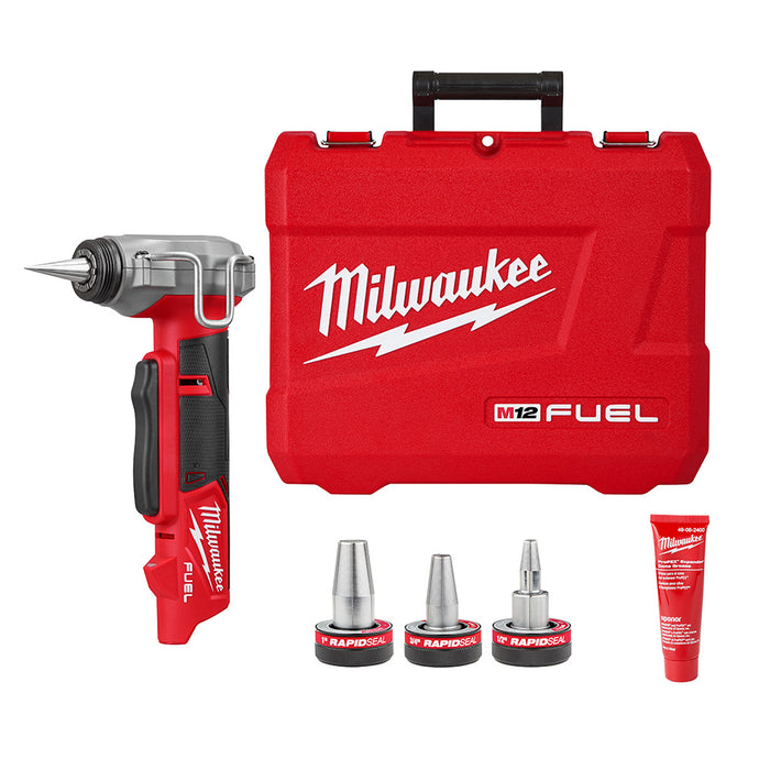 Expansor MILWAUKEE M12 FUEL™ ProPEX® con cabezales expansores RAPID SEAL™ ProPEX® de 1/2"-1"