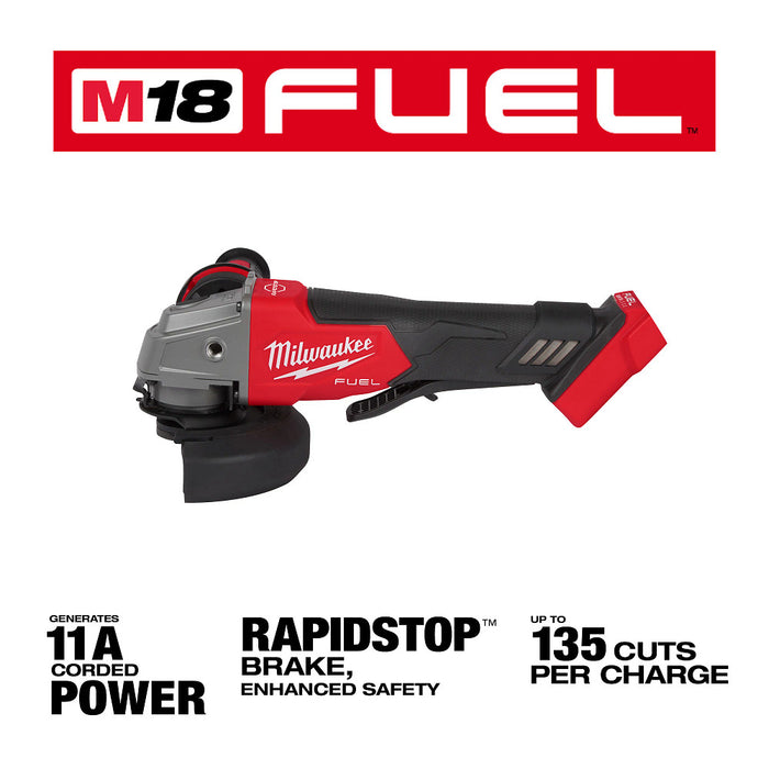 Amoladora con freno MILWAUKEE M18 FUEL™ de 4-1/2" / 5" con interruptor sin bloqueo de paleta (solo herramienta)