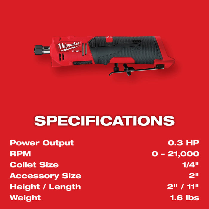 MILWAUKEE M12 FUEL™ 1/4" Straight Die Grinder (Tool Only)