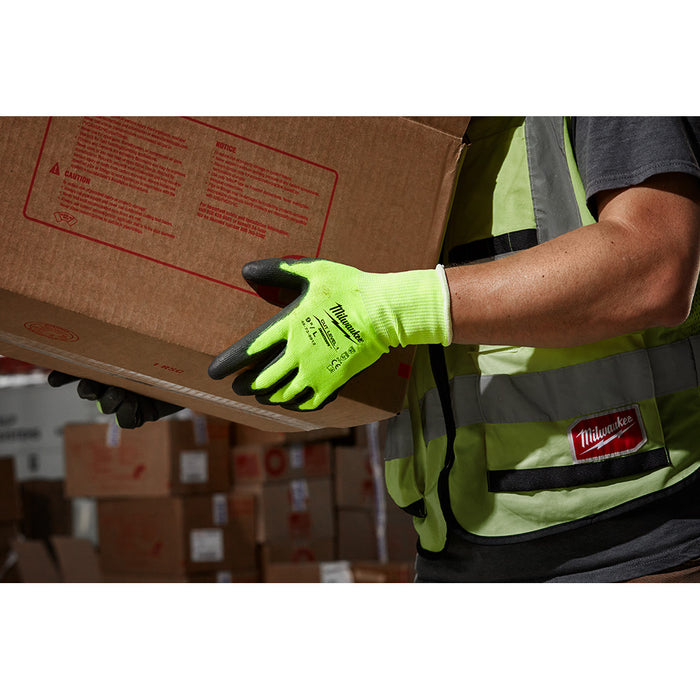 MILWAUKEE High Visibility Cut Level 1 Polyurethane Dipped Gloves