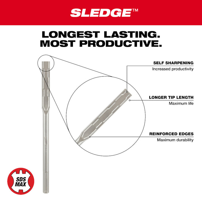 Milwaukee Tools SDS MAX SLGE 1" X 16" Flat Chsl 48-62-4252