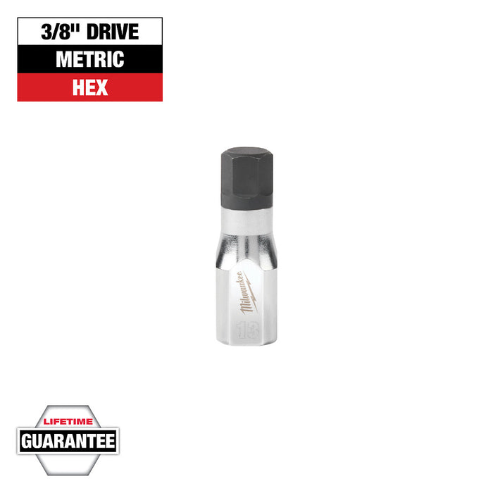 MILWAUKEE 3/8" Drive Hex Bit Sockets - Metric