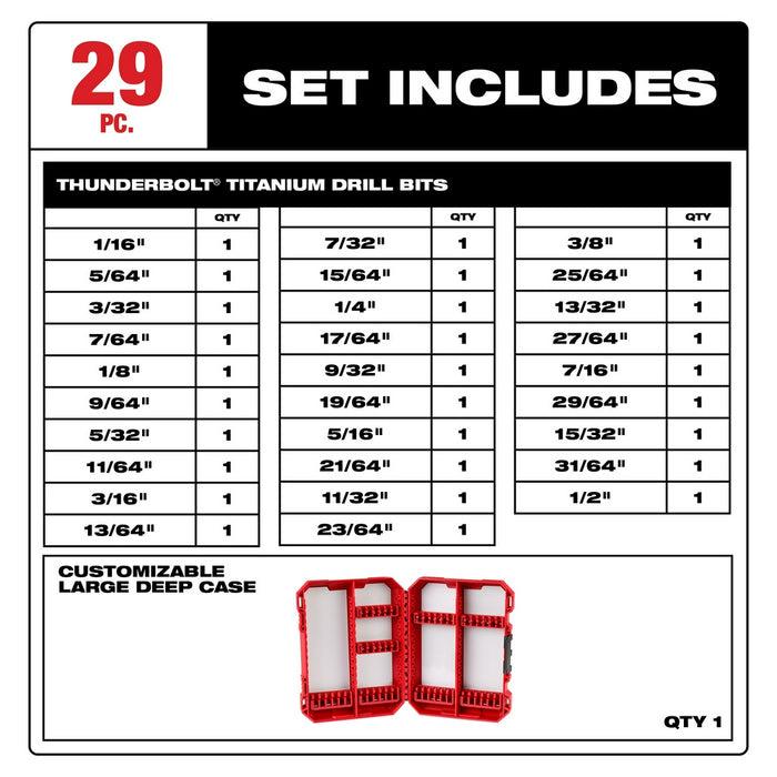 MILWAUKEE 29 PC. THUNDERBOLT® Titanium Drill Bit Set