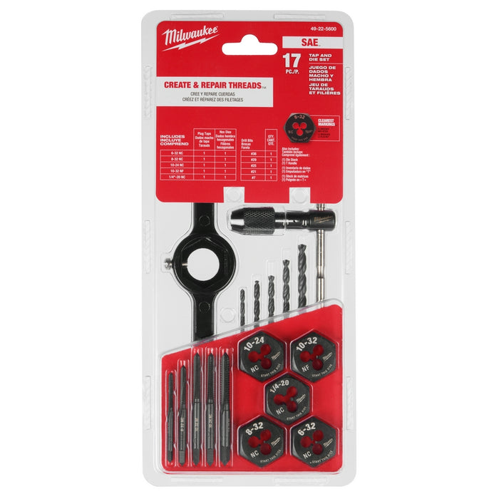 MILWAUKEE 17 PC. Tap & Die Set - SAE