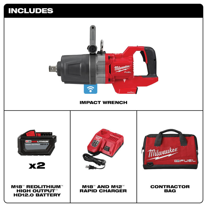 MILWAUKEE M18 FUEL™ Llave de impacto de alto torque con mango en D de 1" con kit ONE-KEY™