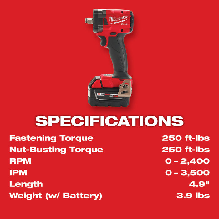 MILWAUKEE M18 FUEL™ 1/2" Compact Impact Wrench w/ Friction Ring Kit