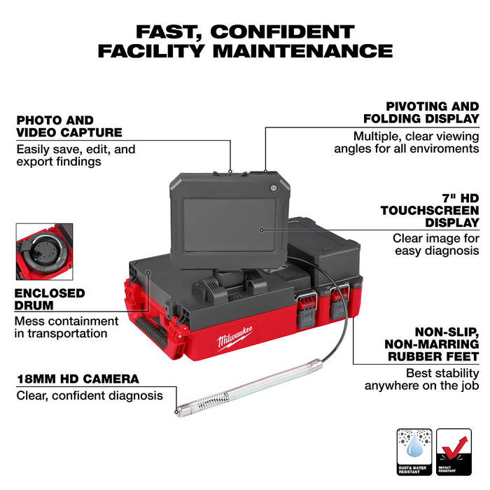 MILWAUKEE M12™ 75' Drain Camera w/ PACKOUT™ Compatibility 3154-20