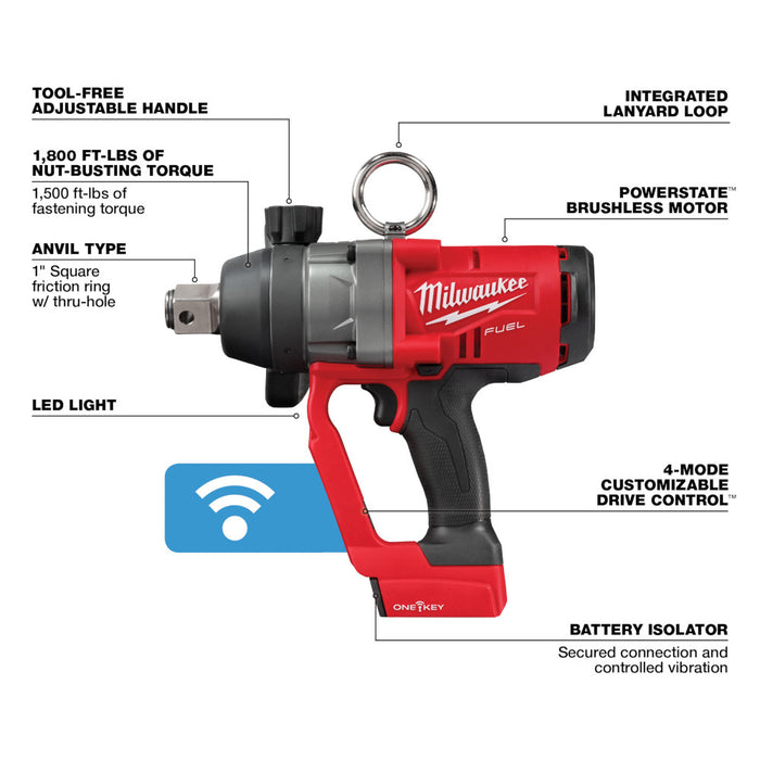 MILWAUKEE M18 FUEL™ 1" High Torque Impact Wrench w/ ONE-KEY™ (Tool Only)