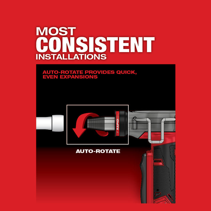 Expansor MILWAUKEE M12 FUEL™ ProPEX® con cabezales expansores RAPID SEAL™ ProPEX® de 1/2"-1"