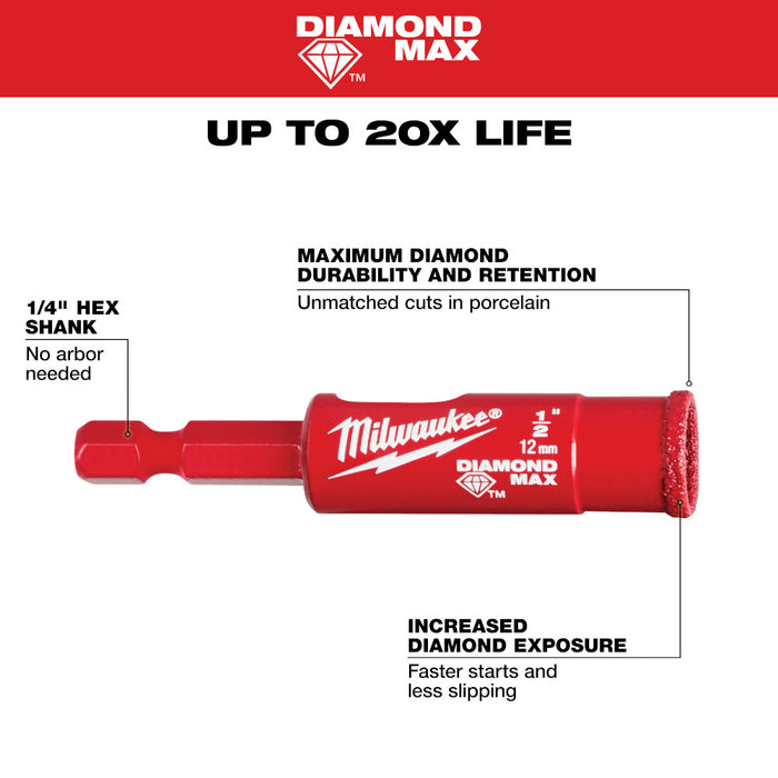 Milwaukee Tools 1/2" Diamond Max™ Hole Saw Bit 49-56-0511