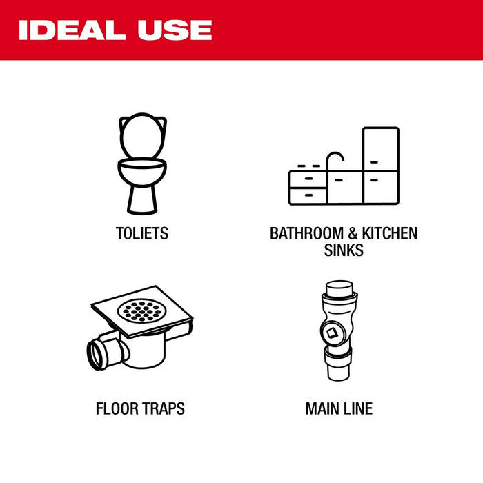 MILWAUKEE 2" Flex Shaft Drain Cleaner Carbide Chain
