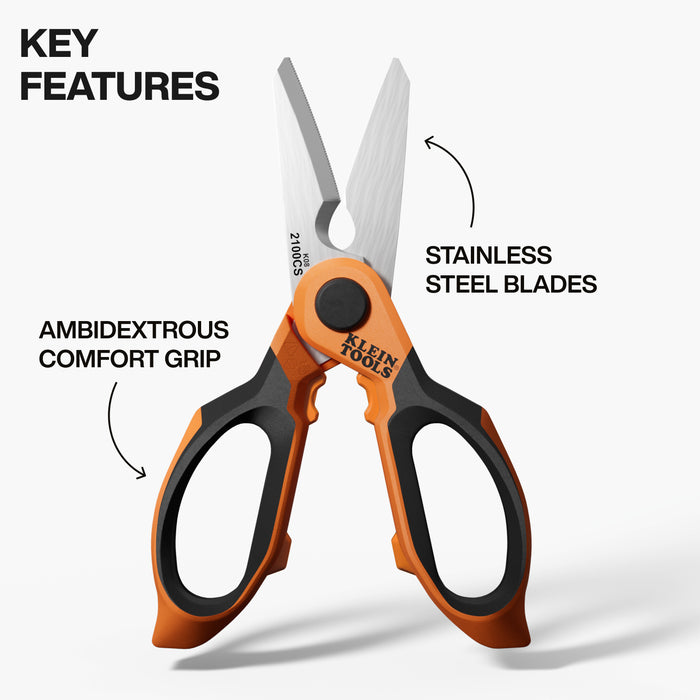 KLEIN TOOLS Long Reach Cable Stripping Electrician Scissors, 7-Inch 2100CS