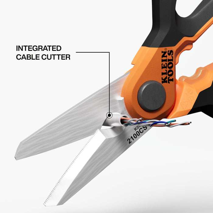 KLEIN TOOLS Long Reach Cable Stripping Electrician Scissors, 7-Inch 2100CS