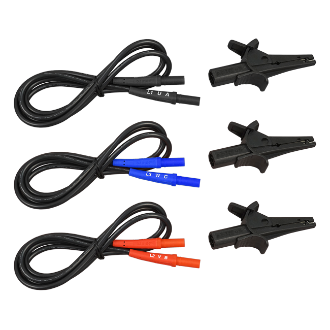 AEMC 2121.55 Lead – Replacement, Set of 3, Color-coded (1000V CAT III, 10A) w/clips for Models 6608 & 6609