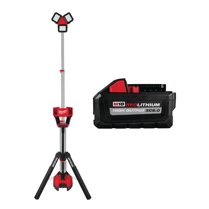 MILWAUKEE M18™ ROCKET™ Tower Light/Charger & FREE M18™ REDLITHIUM™ HIGH OUTPUT™ XC8.0 Battery