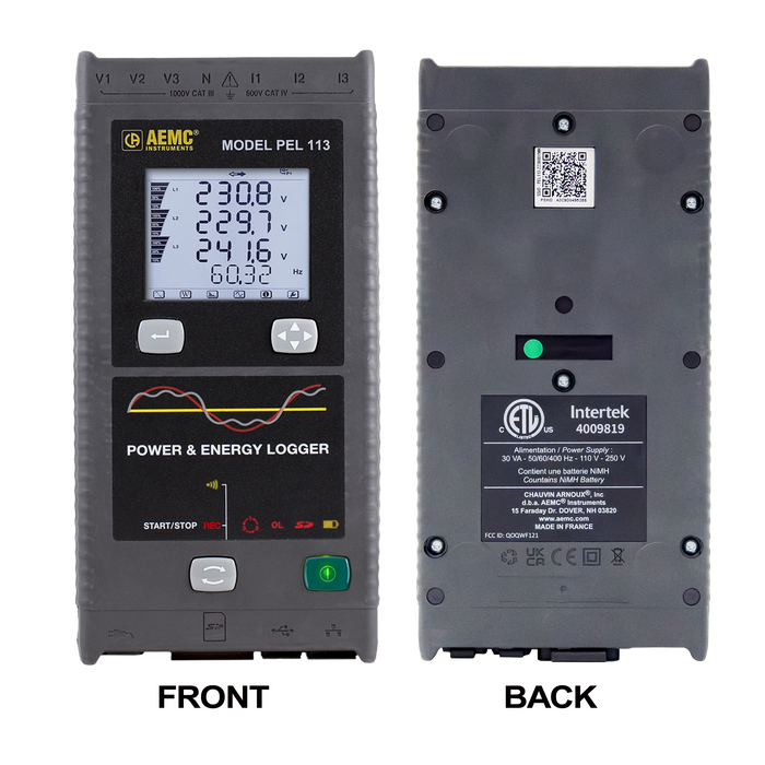 AEMC 2137.64 Power & Energy Logger Model PEL 113 (w/LCD, No Sensors) {ETL}