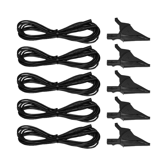 AEMC 2140.43 Lead –- Set of 5, Black 10 ft (3M) with 5 Black Alligator Clips, Replacement for Models 8333, 8335, & 8336