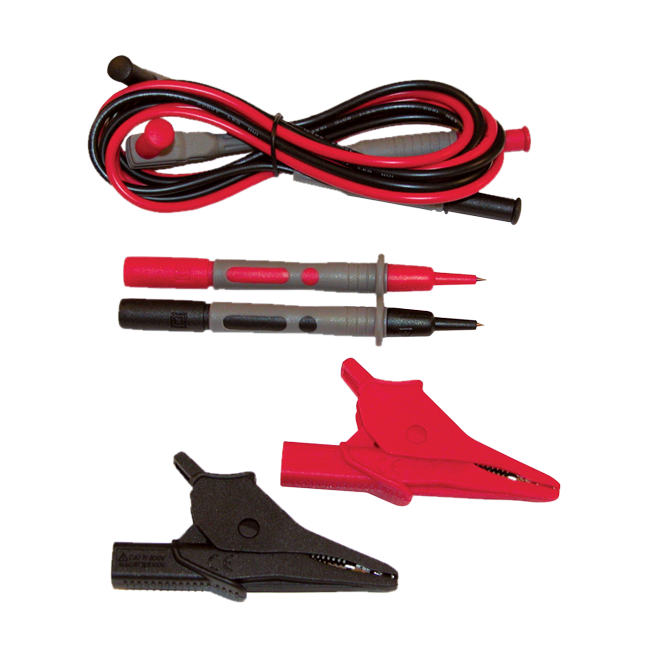 AEMC 2152.01 Lead – Set of 2, Color-Coded 4 ft (Red/Black) Leads, Test Probes & Alligator Clips
