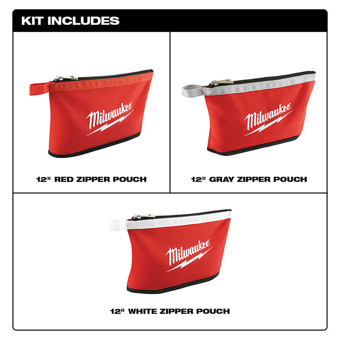 MILWAUKEE Zipper Pouches (3 PACK) Q4