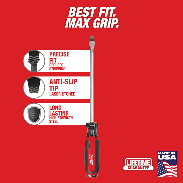 MILWAUKEE 3/8" Slotted 8" Cushion Grip Demolition Screwdriver