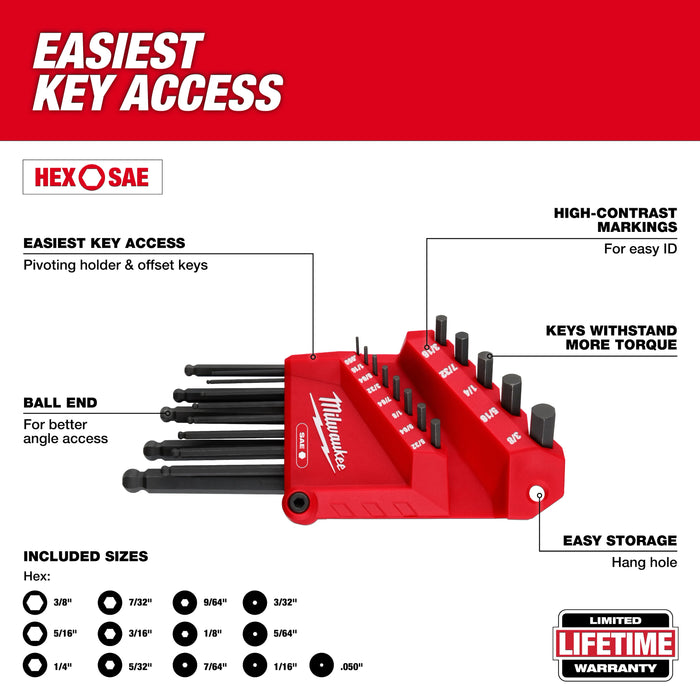 Milwaukee 28pc. Hex Key & Hammer Set with Tray for PACKOUT™ Drawers 48-22-0161