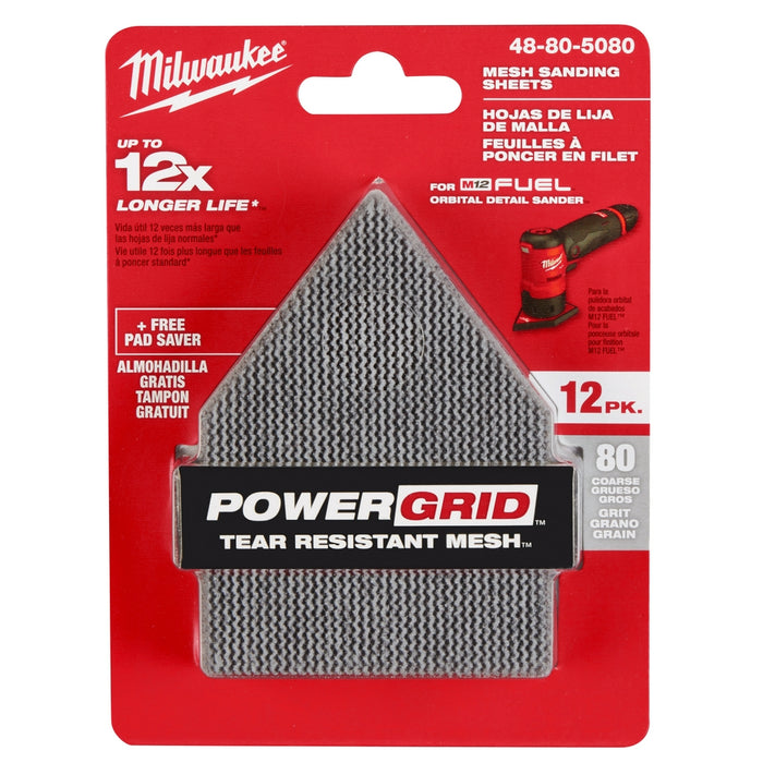 MILWAUKEE Mesh Sanding Sheets For M12 FUEL™ Orbital Detail Sander (12 PACK)