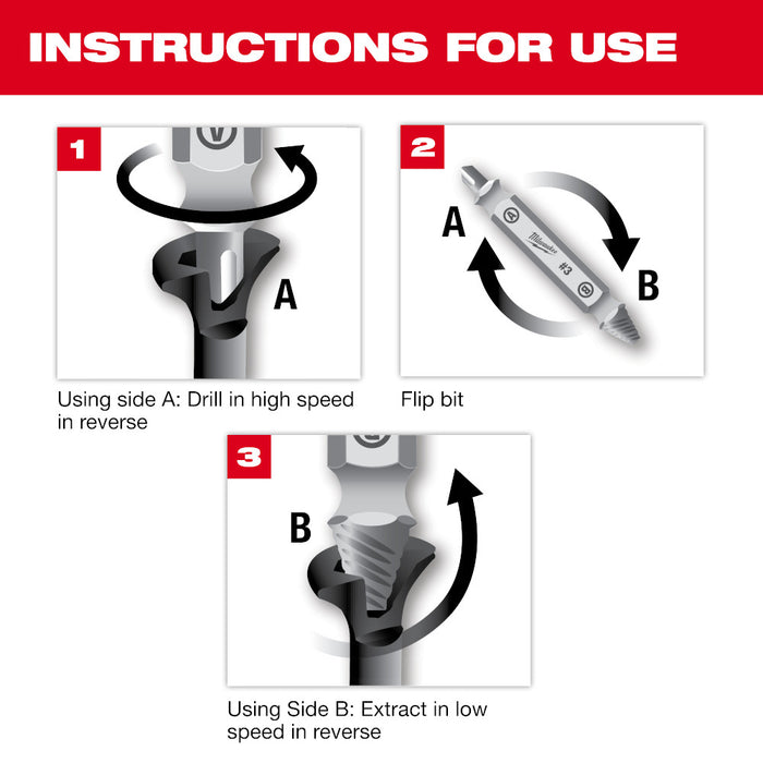 MILWAUKEE 4 PC. M2 Steel Screw Extractor Set