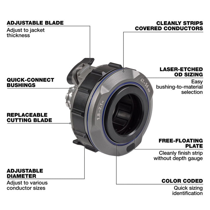 Milwaukee Tools 1.8" - 2.1" Adjustable Bushing for M18 FUEL™ Covered Conductor Cable Stripper 49-16-B215