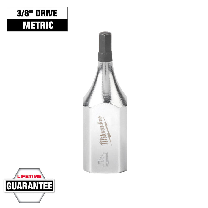 MILWAUKEE 3/8" Drive Hex Bit Sockets - Metric
