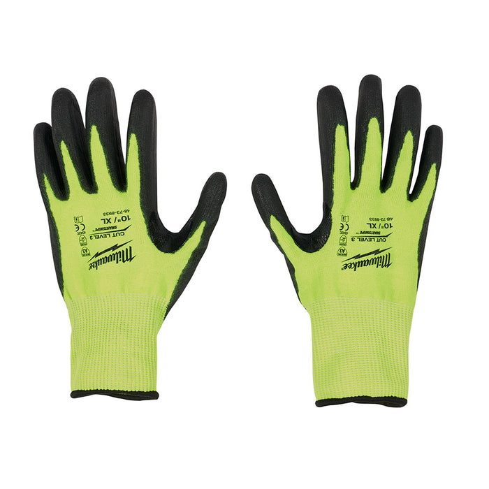 MILWAUKEE High Visibility Cut Level 3 Polyurethane Dipped Gloves
