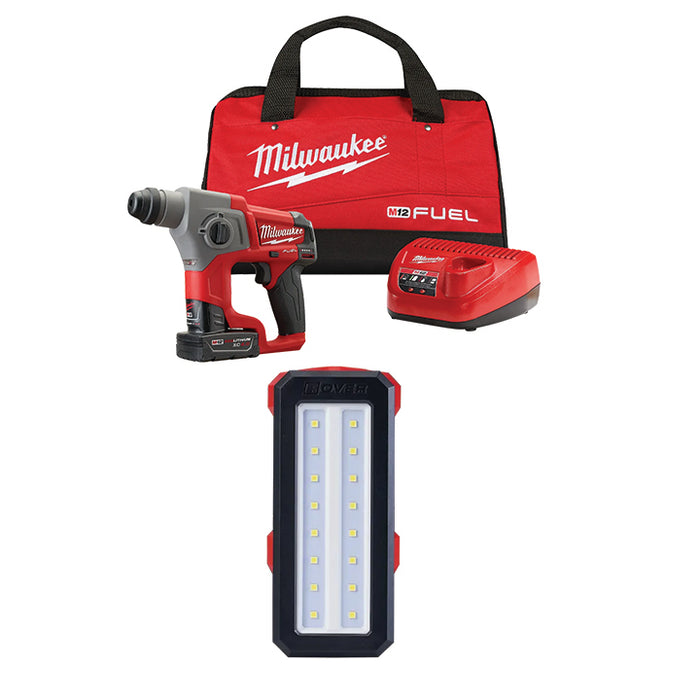 MILWAUKEE M12 FUEL™ 5/8” SDS PLUS Rotary Hammer Kit & FREE M12™ ROVER™ Service & Repair Flood Light w/ USB Charging