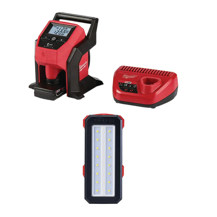 MILWAUKEE M12™ Compact Inflator Kit & FREE M12™ ROVER™ Service & Repair Flood Light w/ USB Charging