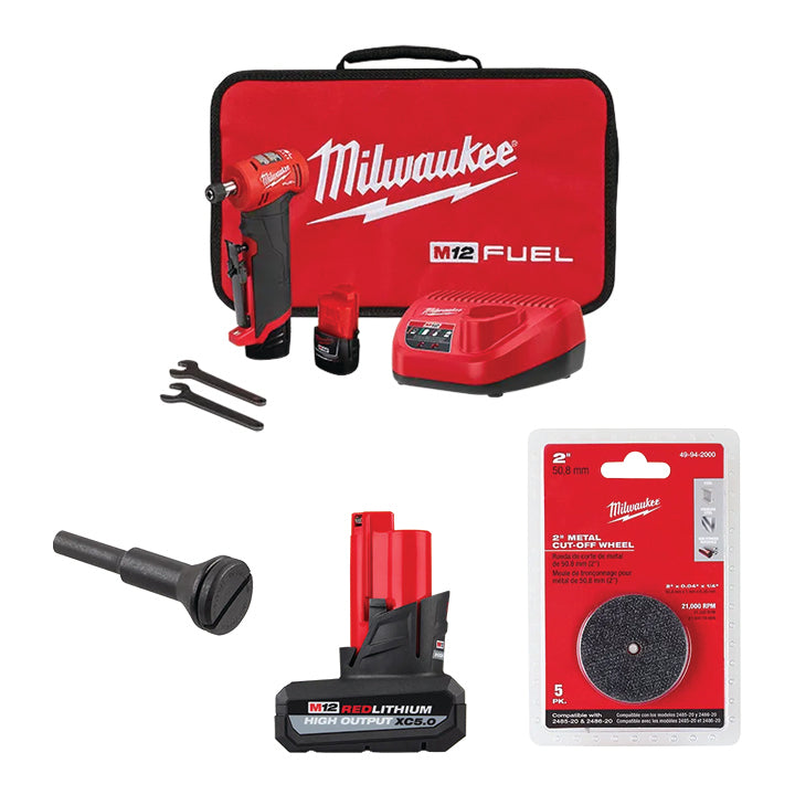 MILWAUKEE M12 FUEL™ 1/4" Right Angle Die Grinder Kit + Free Goods Package