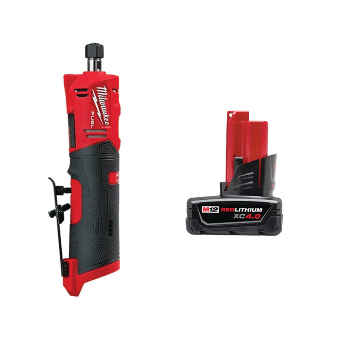 MILWAUKEE M12 FUEL™ 1/4" Straight Die Grinder & FREE M12™ REDLITHIUM™ XC 4.0 Extended Capacity Battery